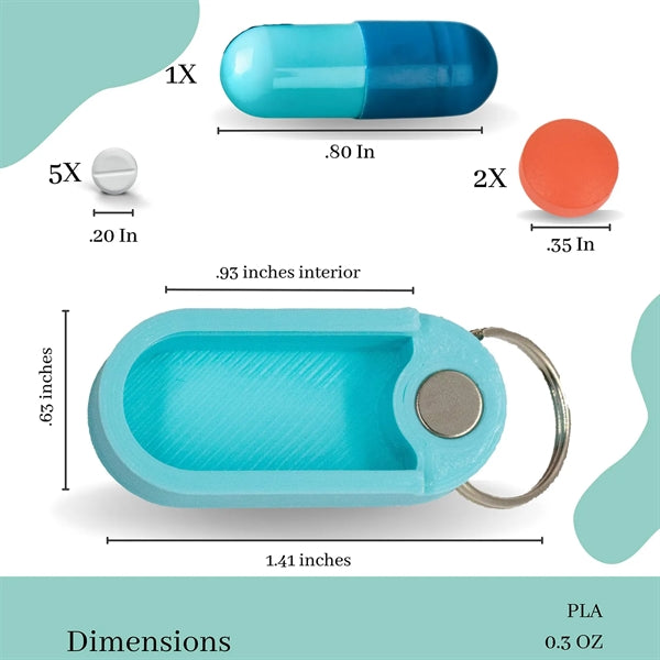 Keychain Pill Holder Micro-Sized with Magnetic Slide