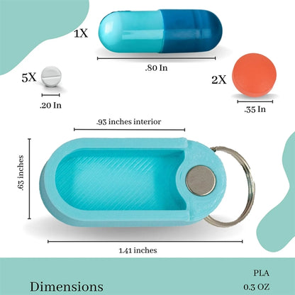 Keychain Pill Holder Micro-Sized with Magnetic Slide