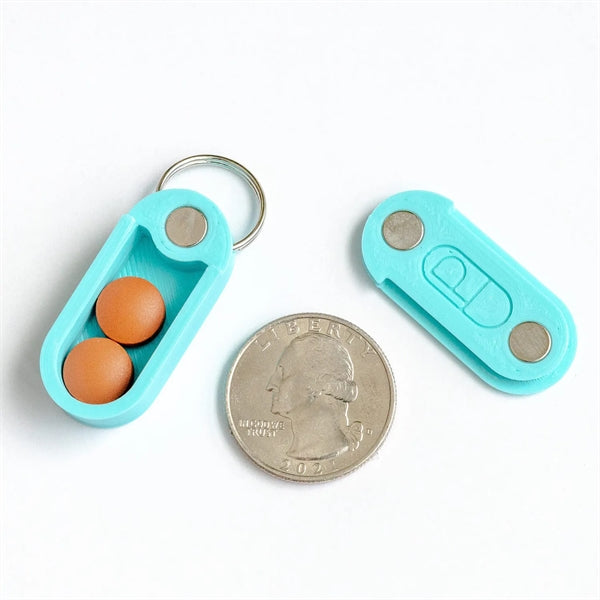 Keychain Pill Holder Micro-Sized with Magnetic Slide