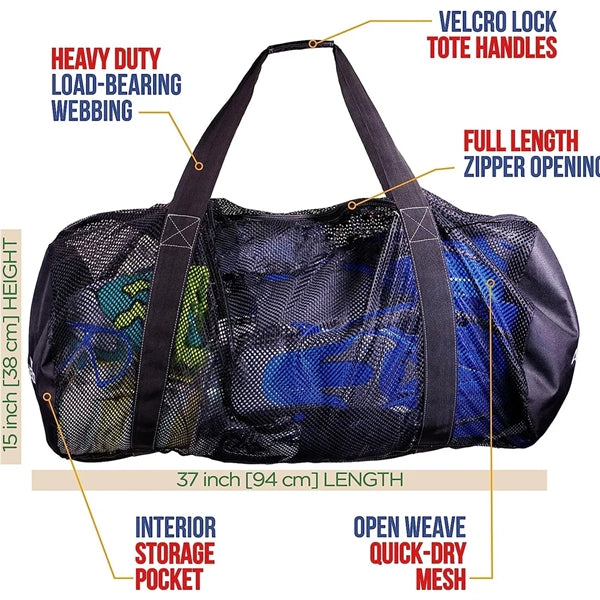 Mesh Dive Duffel Bag For Scuba Or Snorkeling