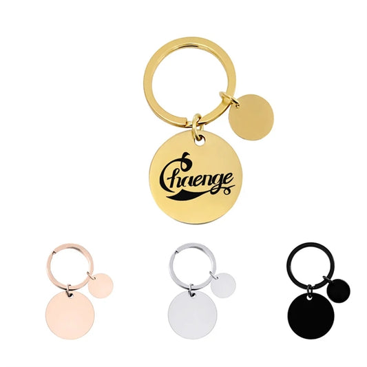 Metal Keychain With Round Tag Pendant