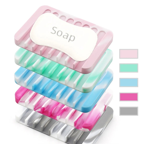 Silicone Self Draining Soap Holder Dish