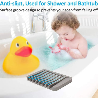 Silicone Self Draining Soap Holder Dish