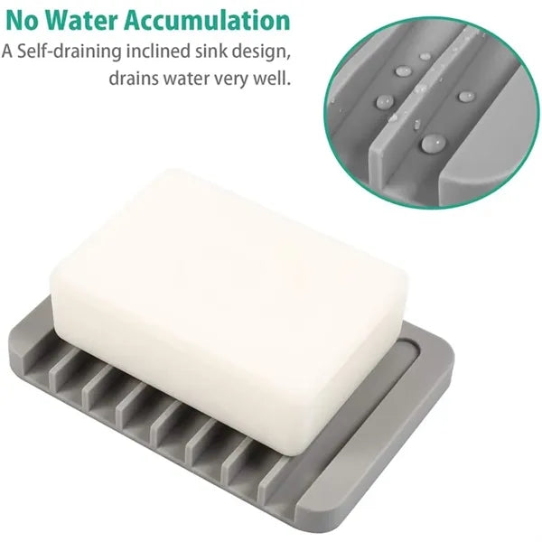 Silicone Self Draining Soap Holder Dish