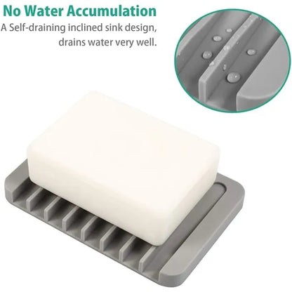 Silicone Self Draining Soap Holder Dish