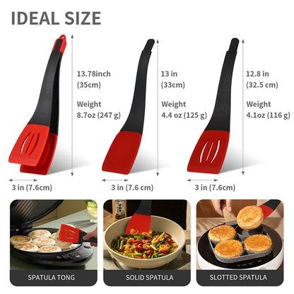 3 in 1 Kitchen Silicone Spatula Tongs