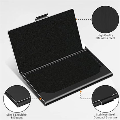 Unisex Buckle Pocket Metal Case Slim Business Card Holder