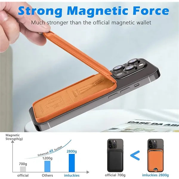 Leather Magsafe Wallet Card Stand Phone Holder