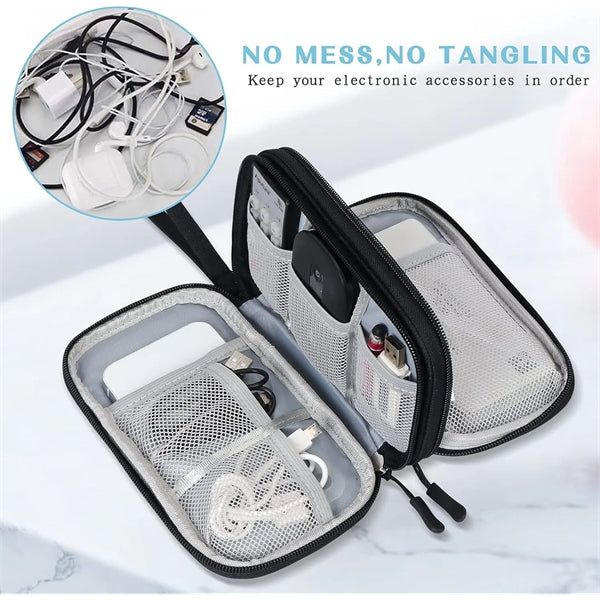 Waterproof Double Layers Travel Cable Pouch Tech Organizer