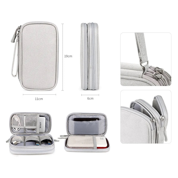 Waterproof Double Layers Travel Cable Pouch Tech Organizer