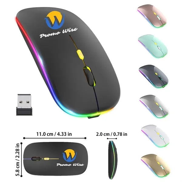 Extra Slim Rechargeable Wireless Mouse with LED Flashlight
