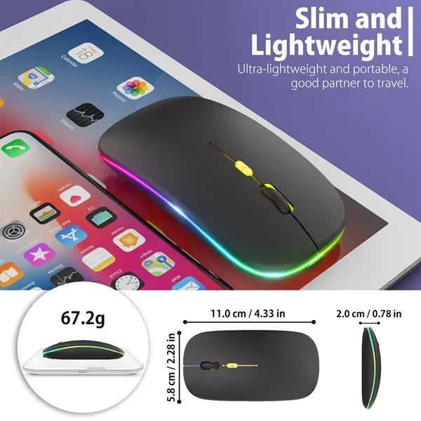Extra Slim Rechargeable Wireless Mouse with LED Flashlight