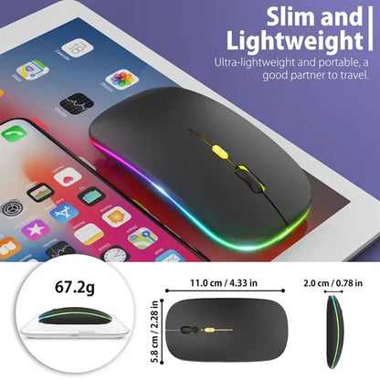Extra Slim Rechargeable Wireless Mouse with LED Flashlight