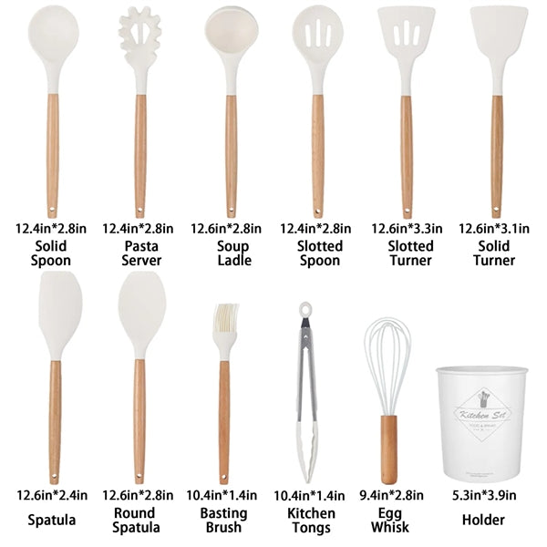 Silicone Non-Stick Kitchen Utensils 12-Piece Set
