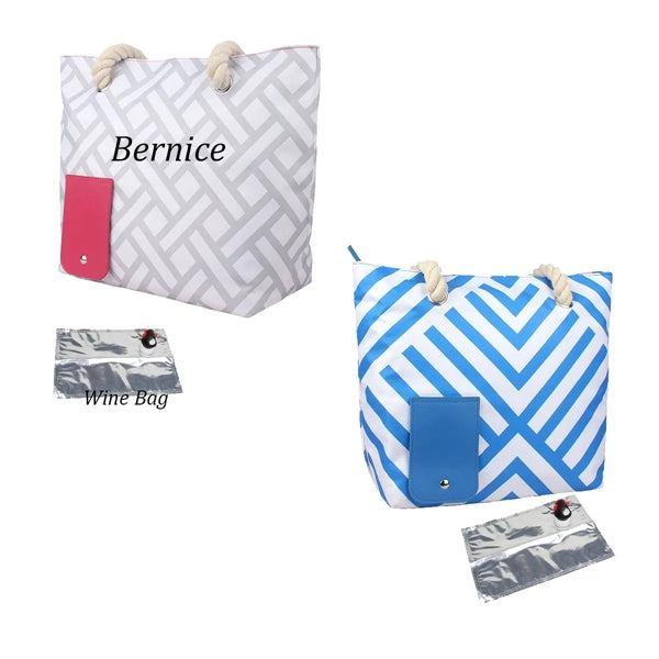 Beach Insulated Picnic Tote Cooler Bag With Ice Wine Pack