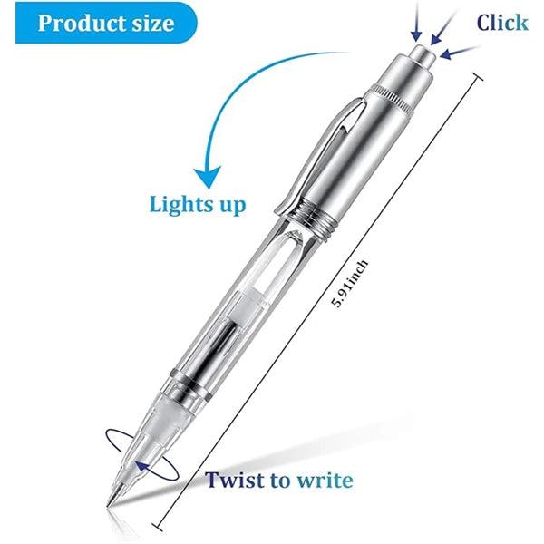 2-in-1 Lighted Tip LED Penlight Ballpoint Light-Up Pen