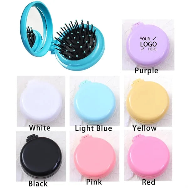 Folding Hair Brush with Mirror
