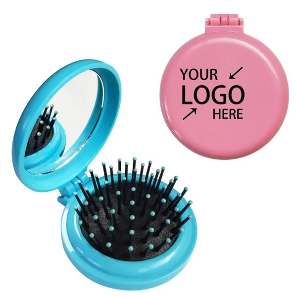 Folding Hair Brush with Mirror