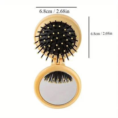 Folding Hair Brush with Mirror