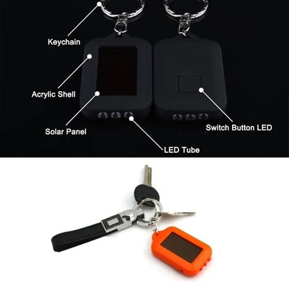 Camping Hiking Torch Solar Energy Power Mini LED Keychain
