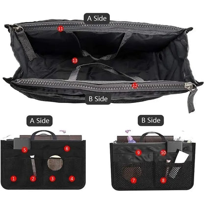 Multi Pocket Insert Organizer Bag With Handles