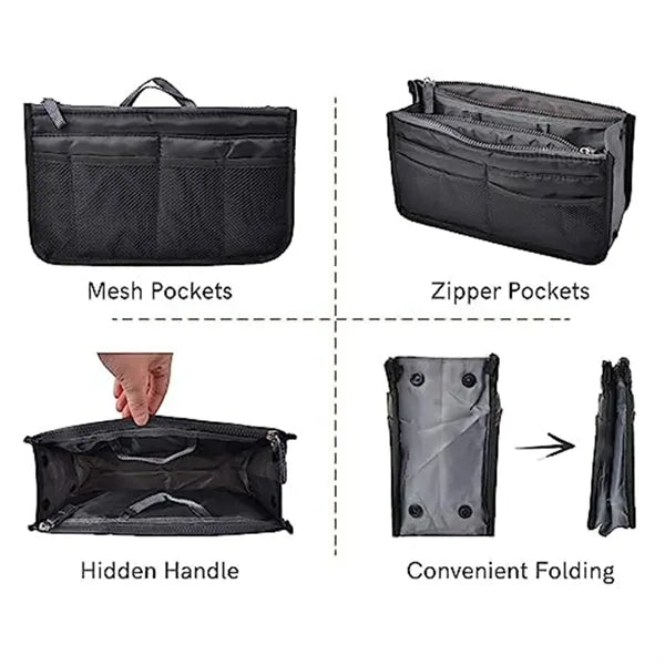 Multi Pocket Insert Organizer Bag With Handles
