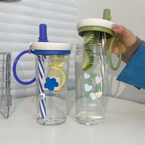 800Ml Kawaii Straw Bottle