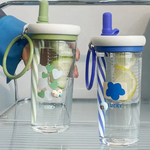 800Ml Kawaii Straw Bottle