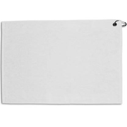 24" x 15" White Weekender Flat Hem Golf Towel