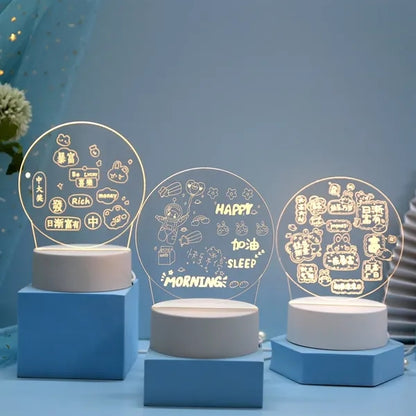 Creative Led Night Light USB Note Board with Pen