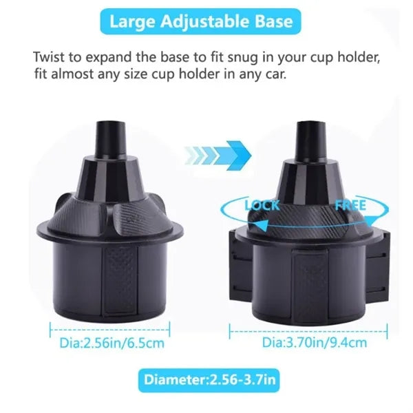 3-in-1 Car Cup Holder Tray Expander Phone Stand