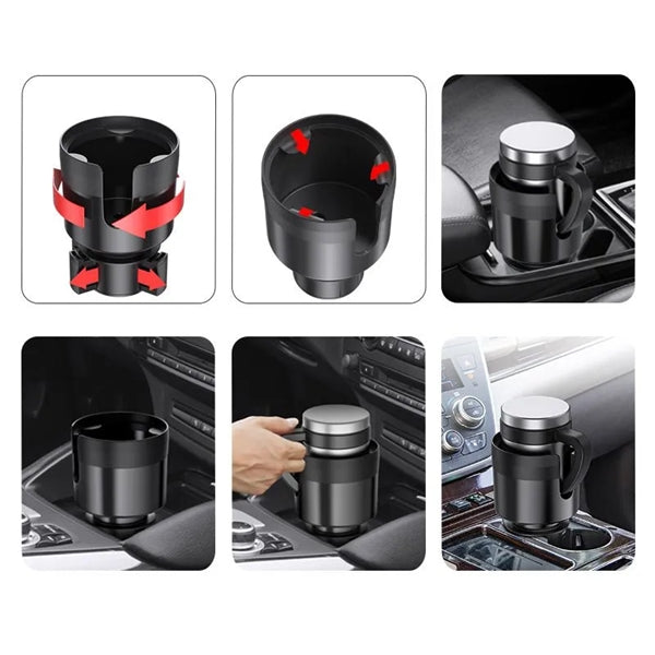 Car Cup Holder Expander Organizer with Adjustable Base