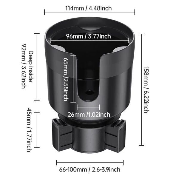 Car Cup Holder Expander Organizer with Adjustable Base