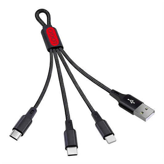Portable Keychain 3 in 1 Charger Cable Nylon Braided