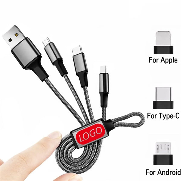Portable Keychain 3 in 1 Charger Cable Nylon Braided