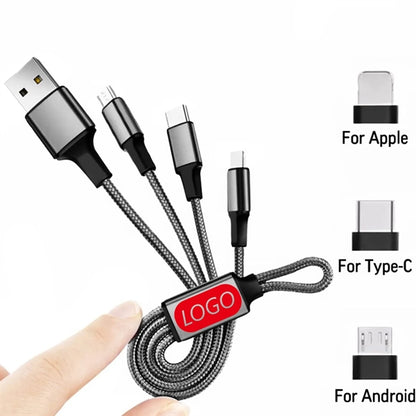 Portable Keychain 3 in 1 Charger Cable Nylon Braided