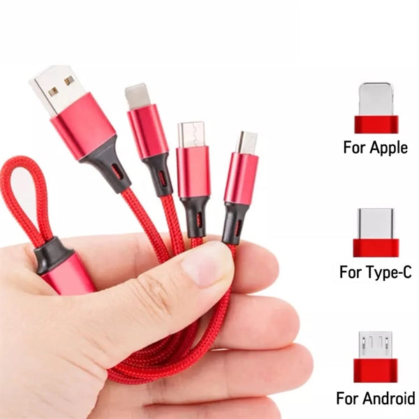 Portable 3 in 1 Charger Cable Nylon Keyring