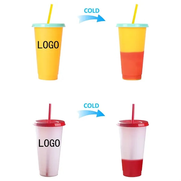 Color Changing Cup With Lid And Straw