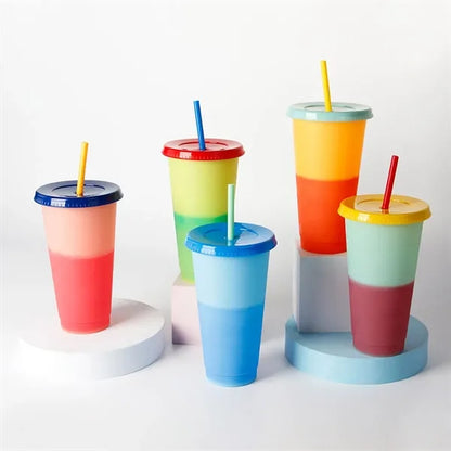 Color Changing Cup With Lid And Straw