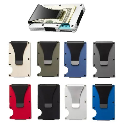 Rfid Blocking Slim Metal Wallet For Men With Money Clip