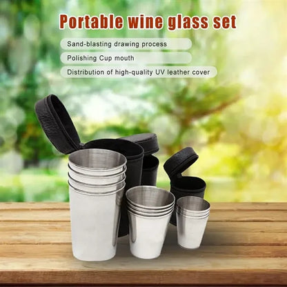 4 Pieces Outdoor Stainless Steel Cups Set