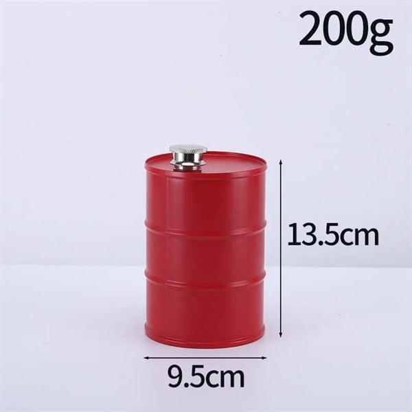 25Oz. Stainless Steel Oil Drum Shape Flask