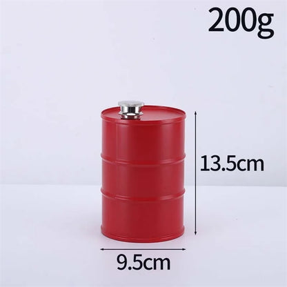 25Oz. Stainless Steel Oil Drum Shape Flask