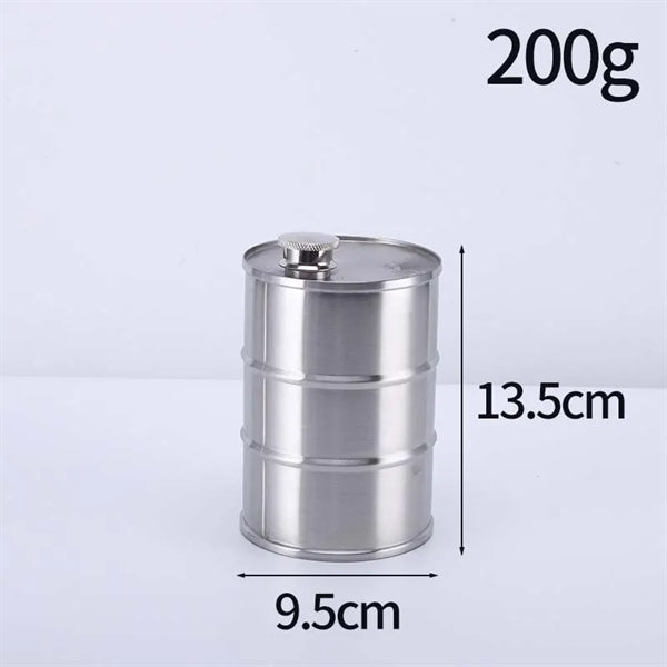 25Oz. Stainless Steel Oil Drum Shape Flask