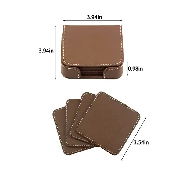 Classic Luxury Executive Desk Leatherette Square Coaster Set
