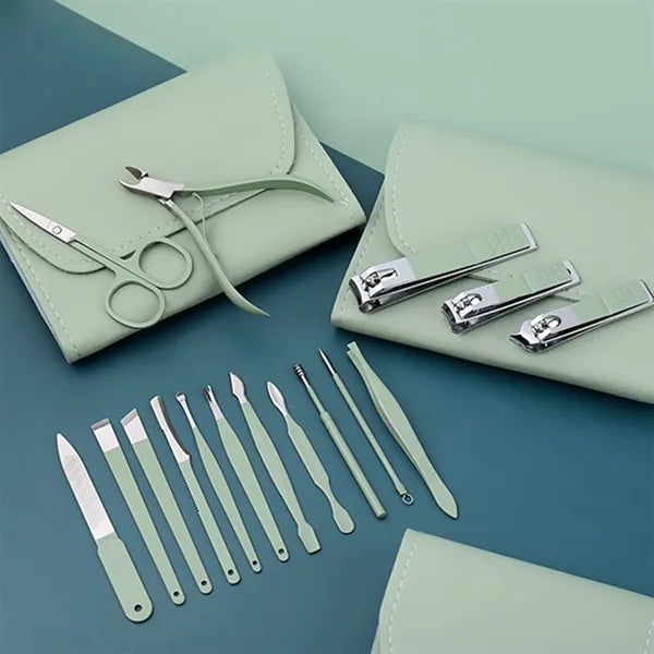 16 PC Stainless Steel Manicure Nail Clippers Pedicure Kit