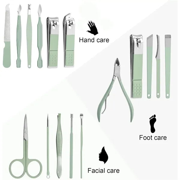 16 PC Stainless Steel Manicure Nail Clippers Pedicure Kit