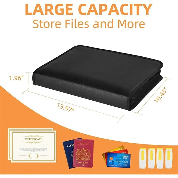Accordion File Organizer Fireproof Folder with Zipper & Labe