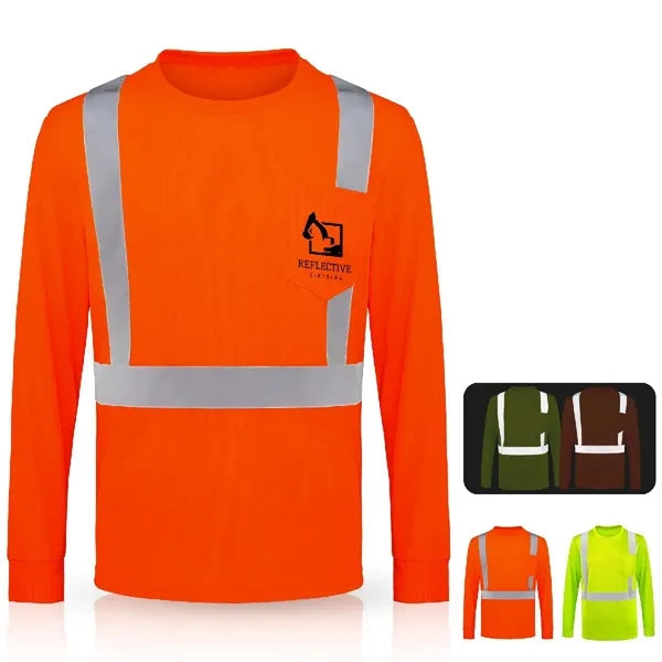 4 Oz. Class 2 Long Sleeve Safety T-Shirt W / Pocket