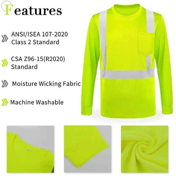 4 Oz. Class 2 Long Sleeve Safety T-Shirt W / Pocket